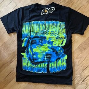 AMP-Any Means Possible Black Racing Graphic T-Shirt